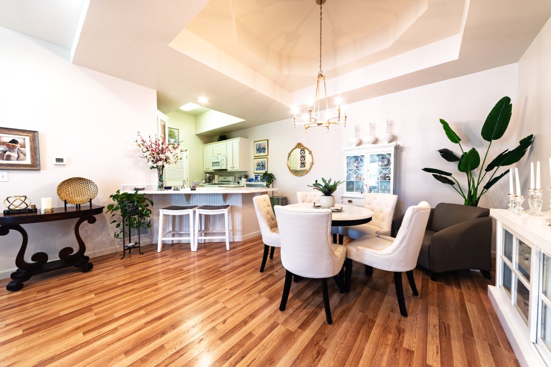 Dining room with chandelier